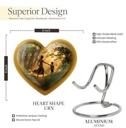 purple meadow themed heart-shaped mother urn