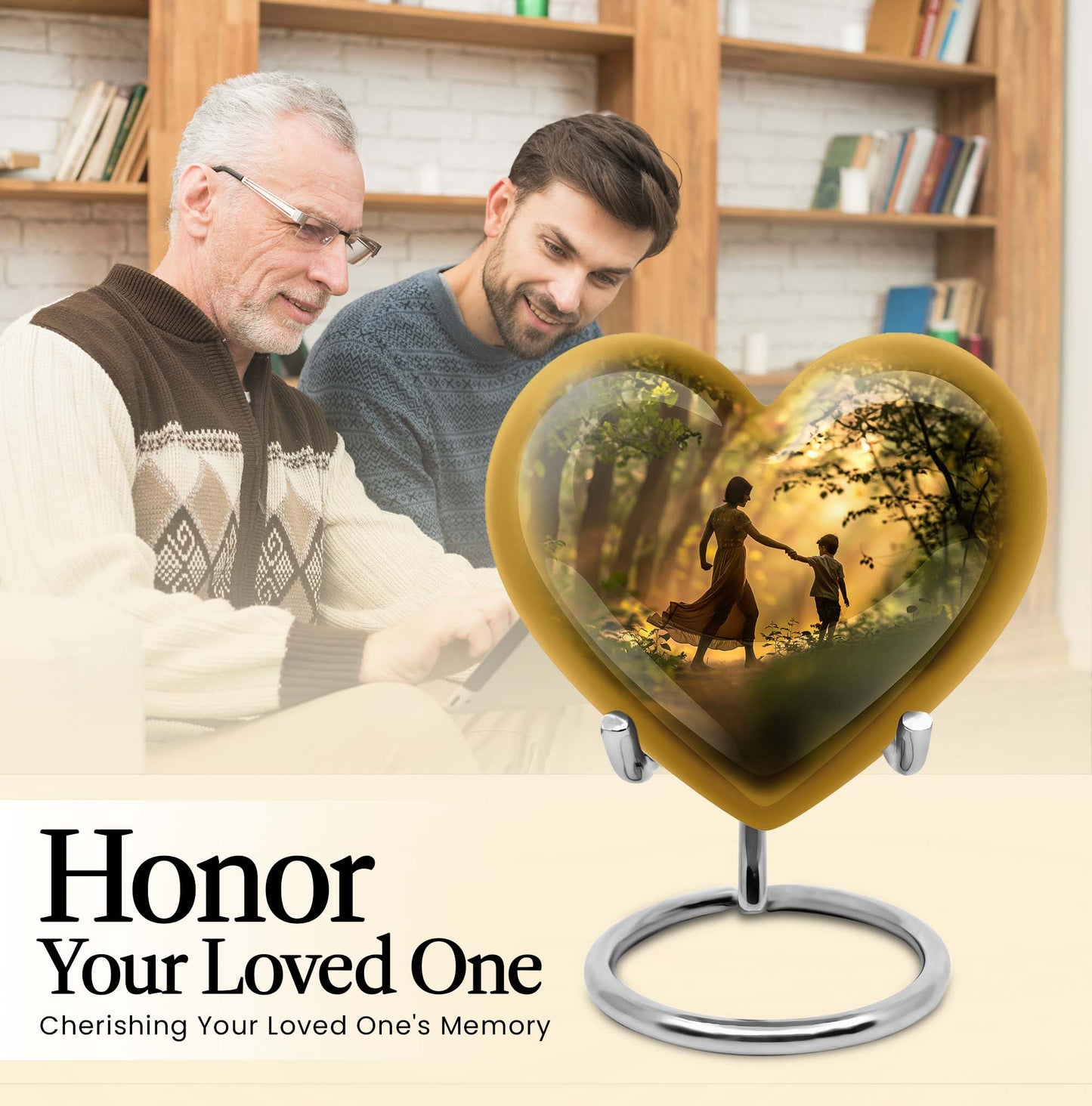 purple meadow themed heart-shaped mother urn
