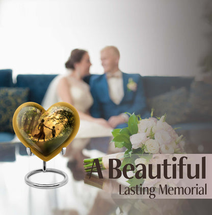 purple meadow themed heart-shaped mother urn