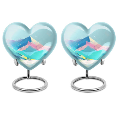 10-inch large MOUNTAINS heart burial urn in Purple
