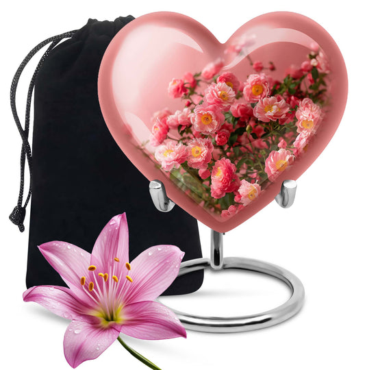 Heart shaped flower Urn for human ashes