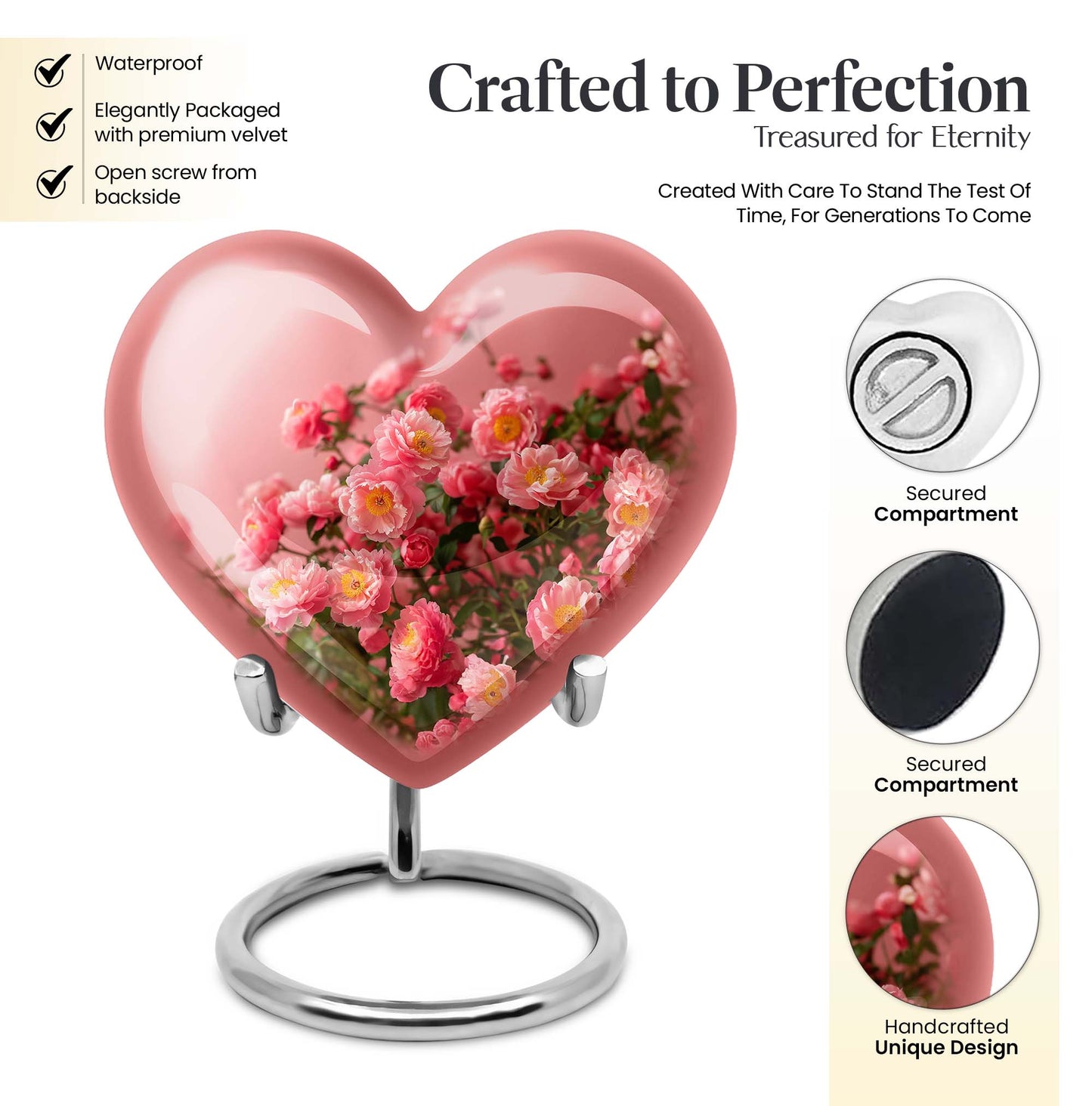 Heart shaped flower Urn for human ashes