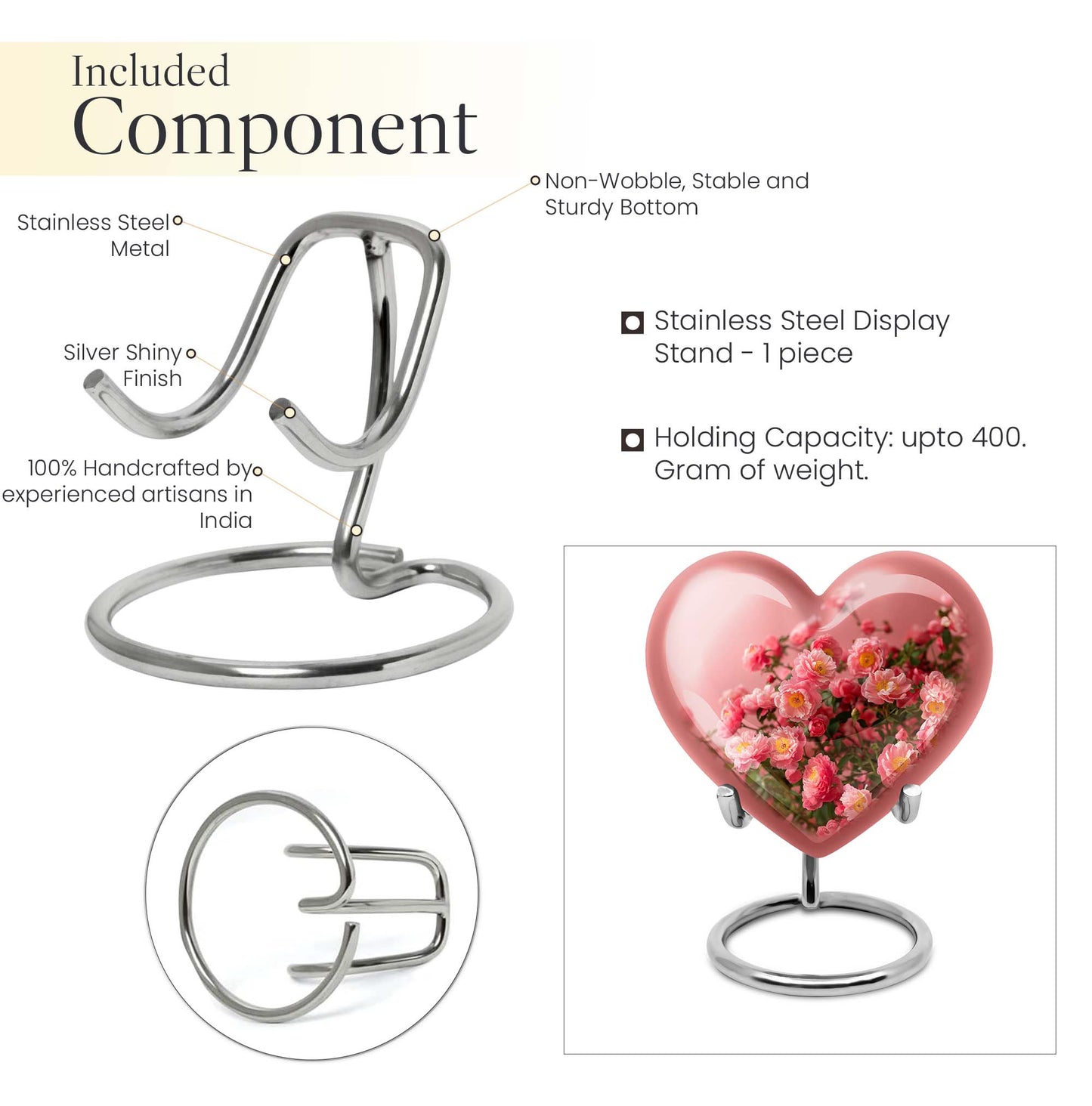 Heart shaped flower Urn for human ashes