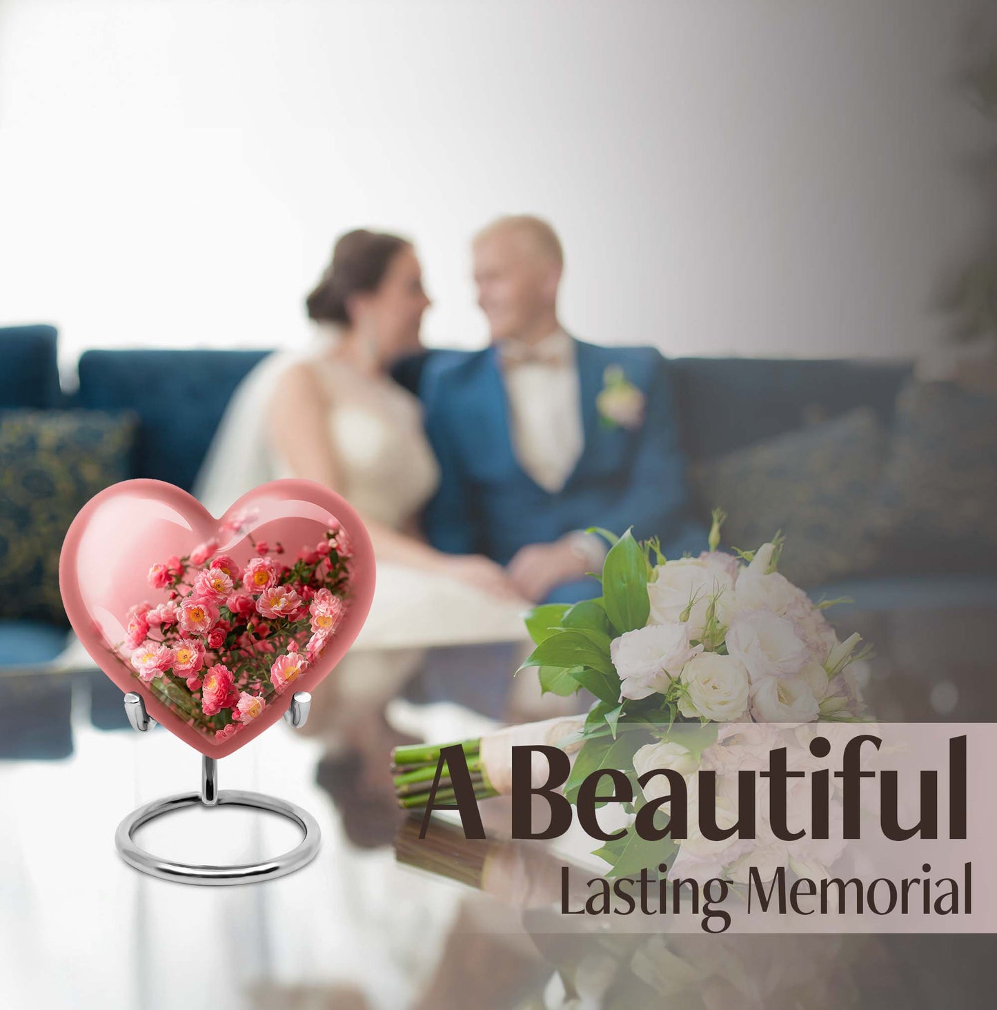 Heart shaped flower Urn for human ashes