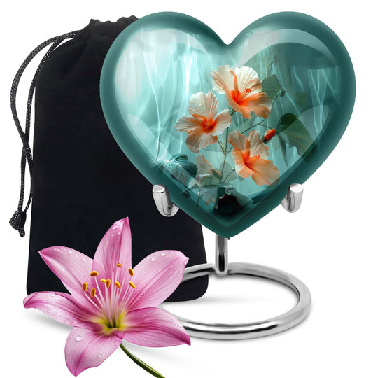 Heart-shaped large flower urn in Purple Meadow 