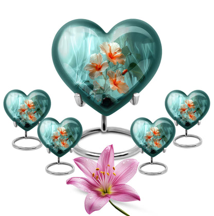 Heart-shaped large flower urn in Purple Meadow 