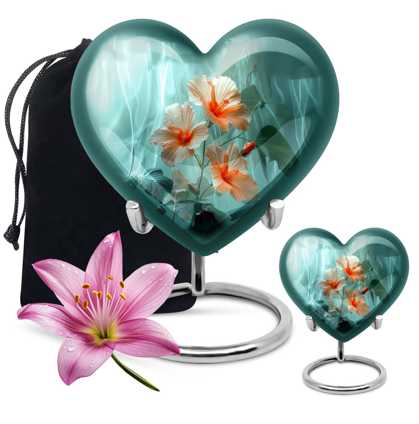 Heart-shaped large flower urn in Purple Meadow 