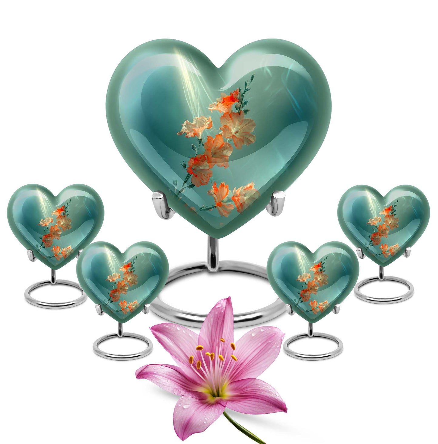 heart-themed flower urn
