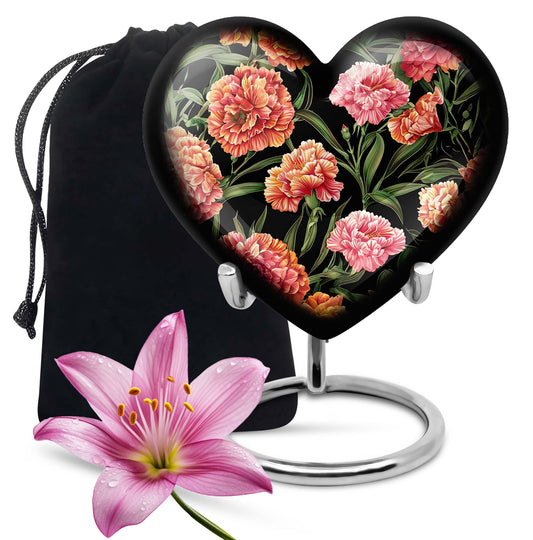 Purple Meadow Heart Urn for human ashes