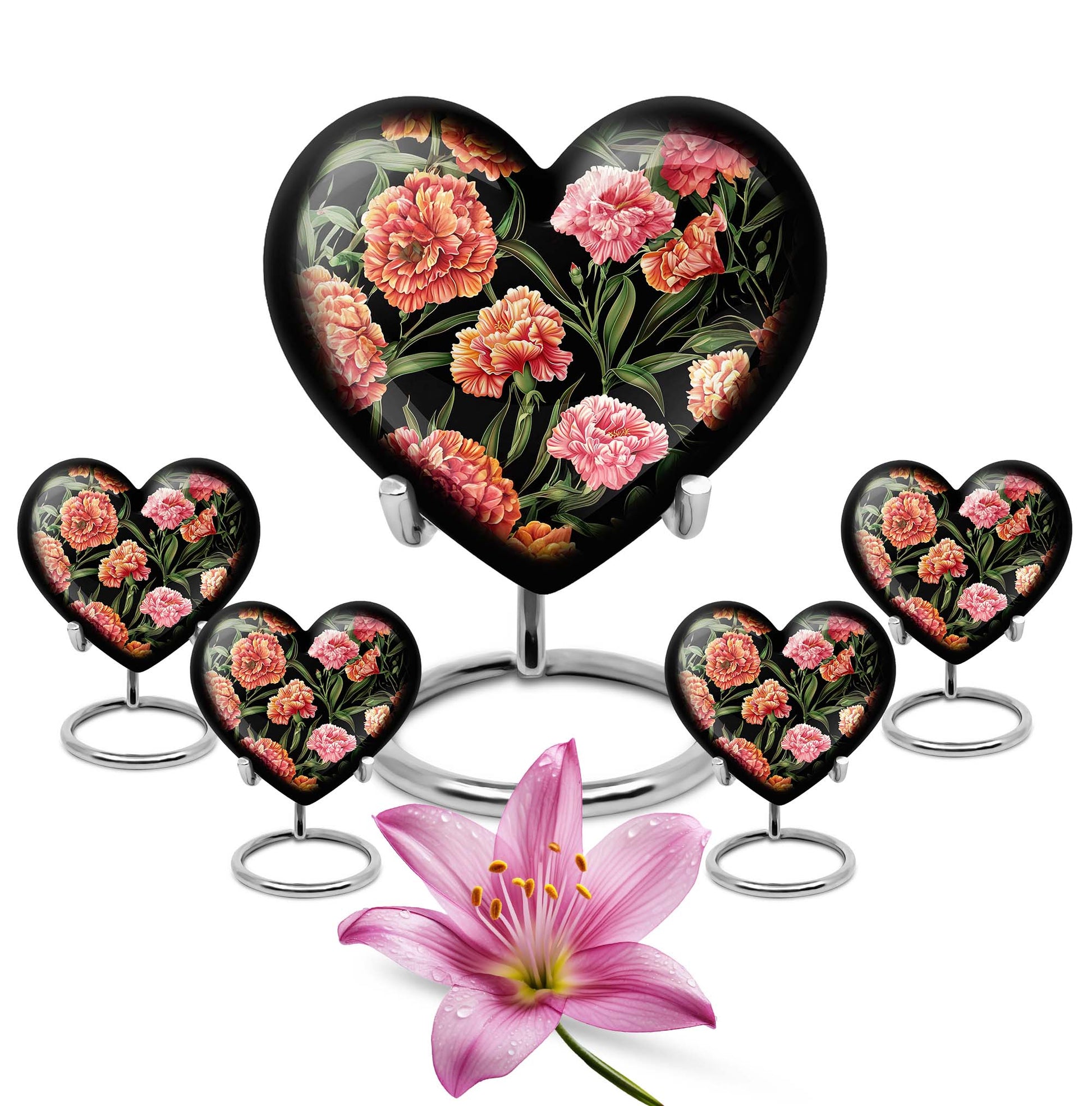 Purple Meadow Heart Urn for human ashes