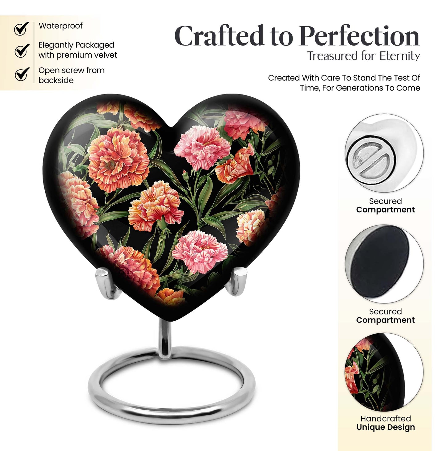 Purple Meadow Heart Urn for human ashes