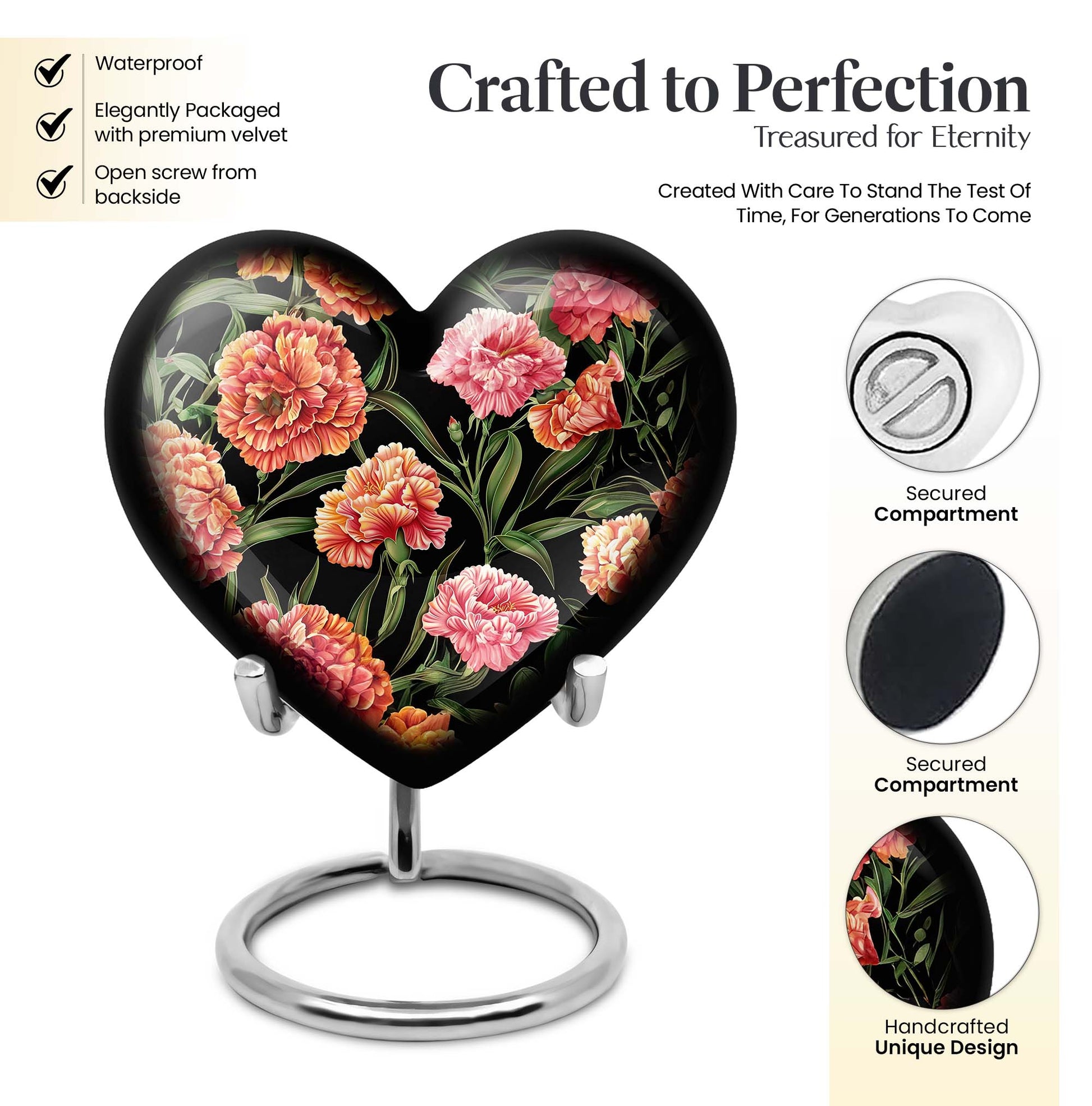 Purple Meadow Heart Urn for human ashes