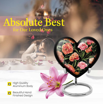 Purple Meadow Heart Urn for human ashes