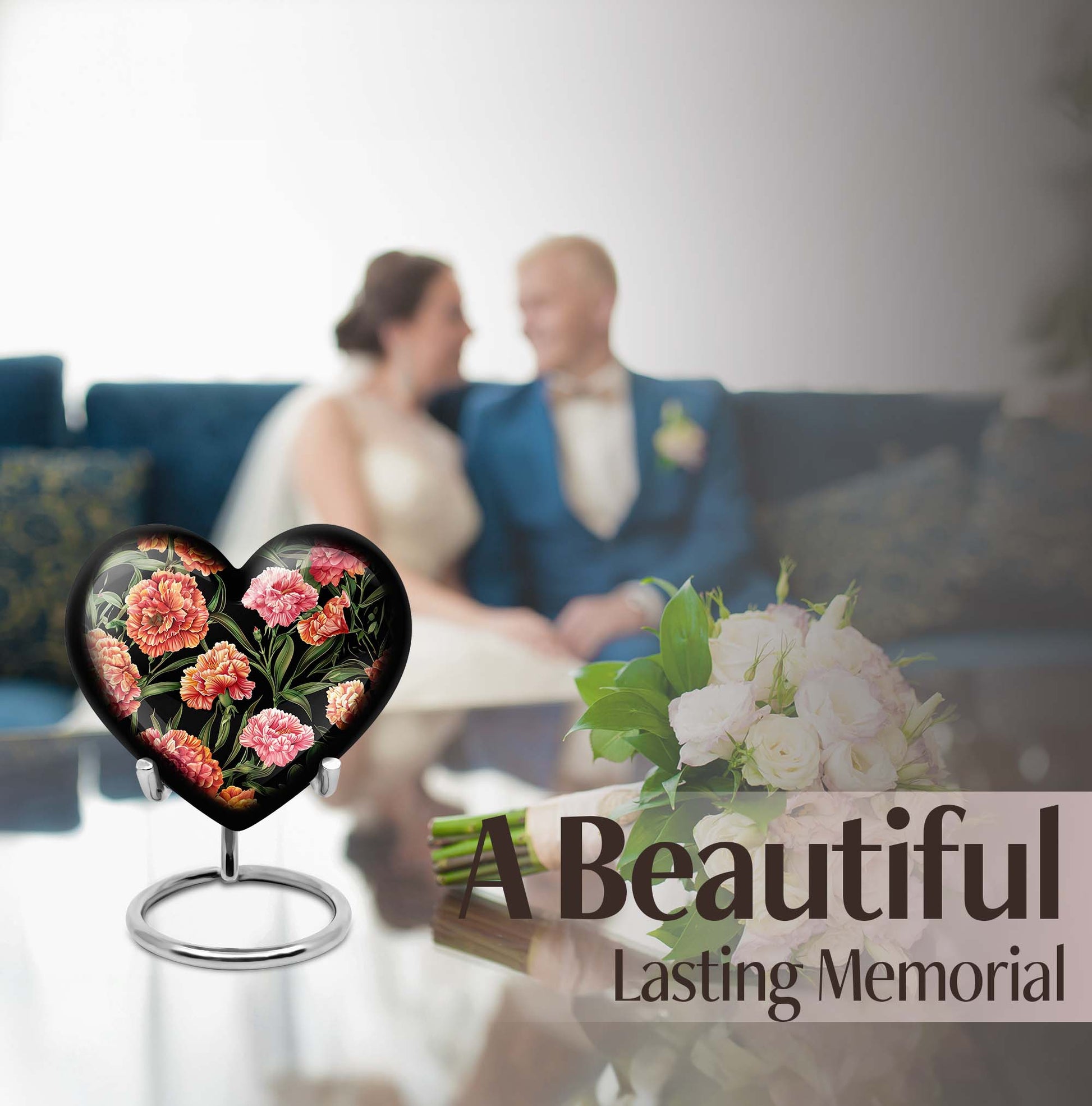 Purple Meadow Heart Urn for human ashes