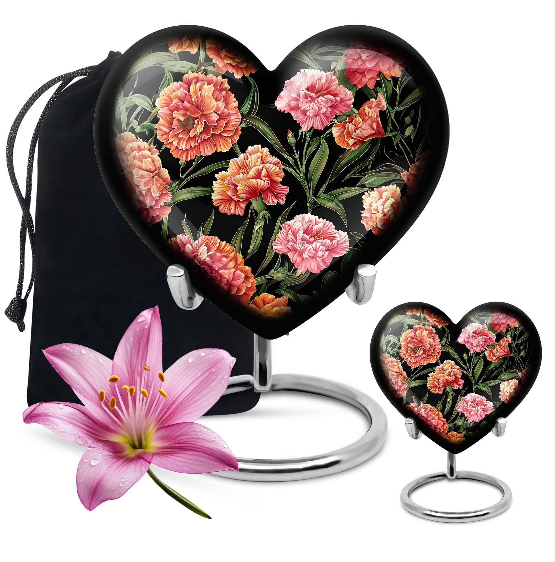 Purple Meadow Heart Urn for human ashes
