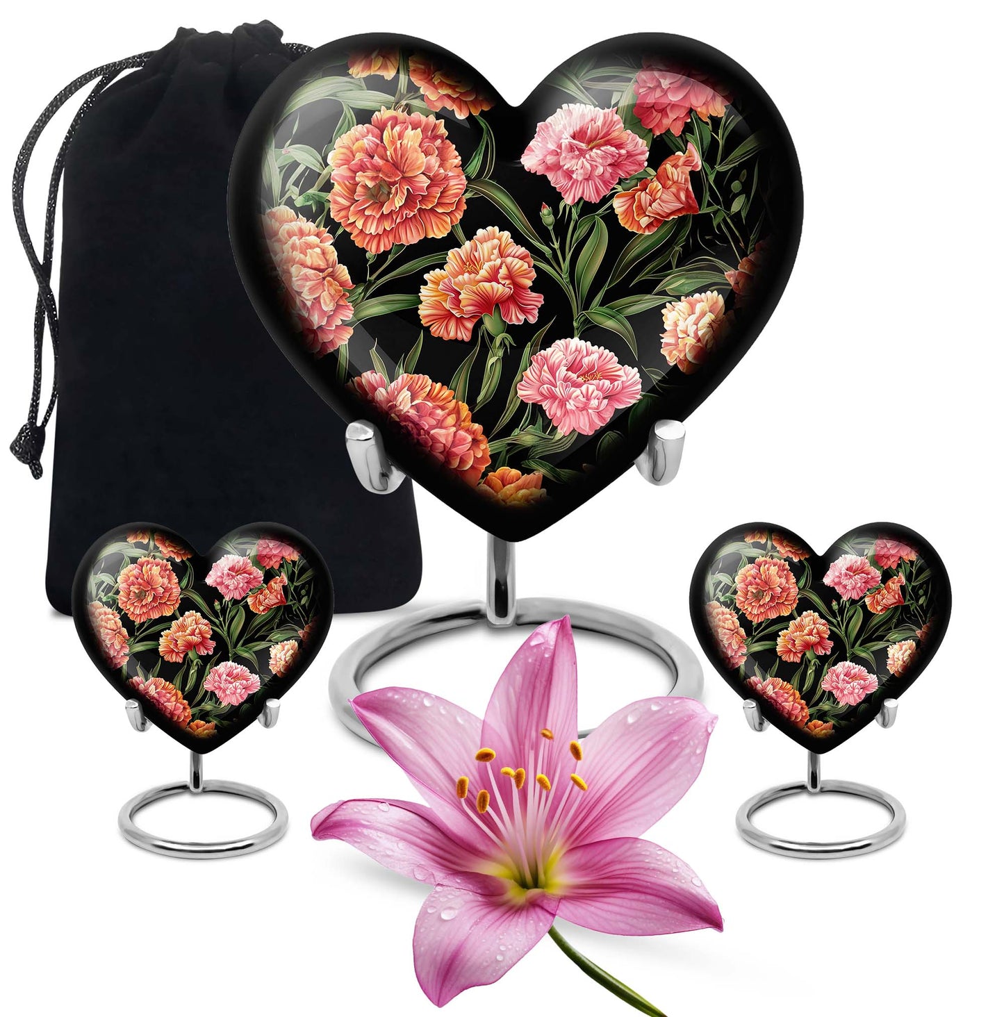 Purple Meadow Heart Urn for human ashes