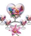 purple meadow heart-shaped funeral urn for mom