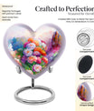 purple meadow heart-shaped funeral urn for mom