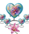 10-inch purple meadow heart flower burial urn for adult human ashes, aluminum made