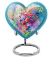10-inch purple meadow heart flower burial urn for adult human ashes, aluminum made