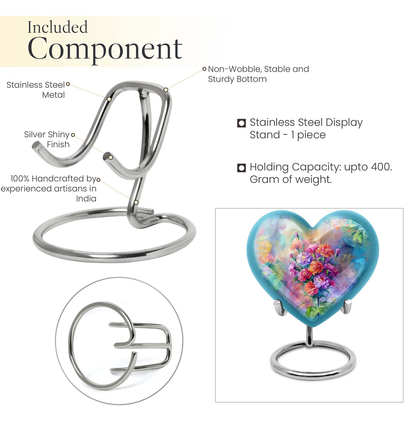 10-inch purple meadow heart flower burial urn for adult human ashes, aluminum made