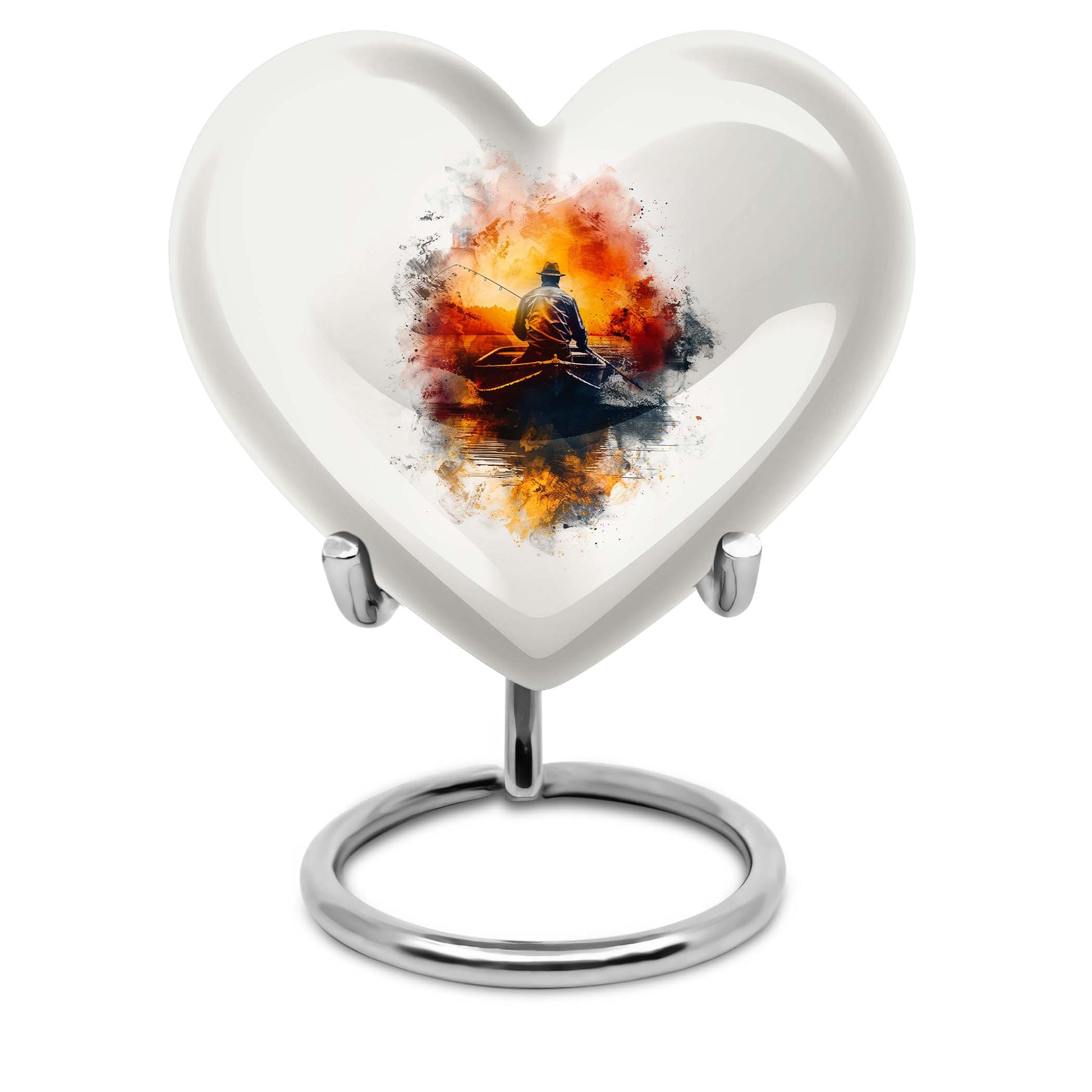 Father Fishing White Burial Urns For Ashes  - Cremation Urns Adults