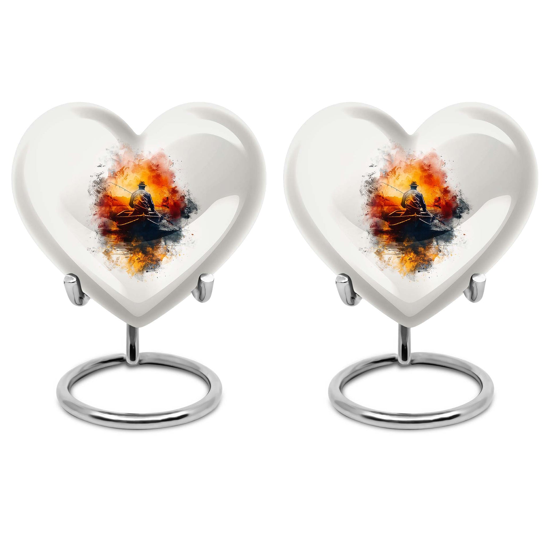 Father Fishing White Burial Urns For Ashes  - Cremation Urns Adults