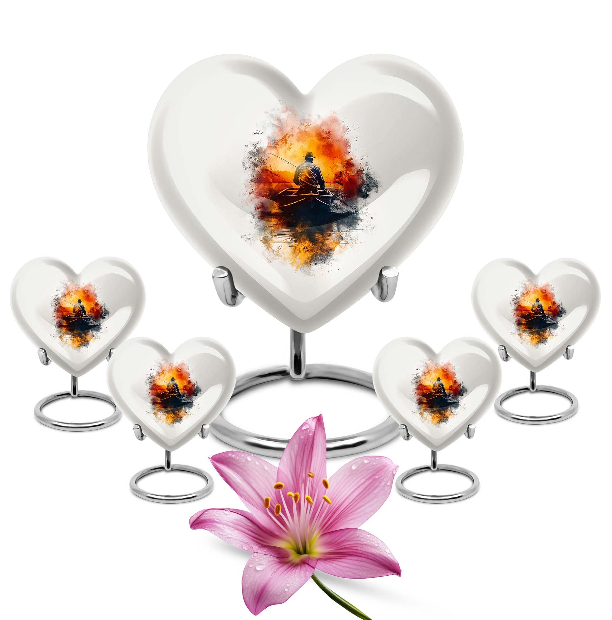 Father Fishing White Burial Urns For Ashes  - Cremation Urns Adults