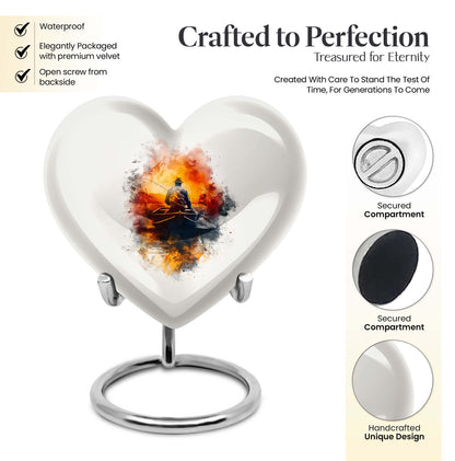 Father son fishing heart urn for adult ashes