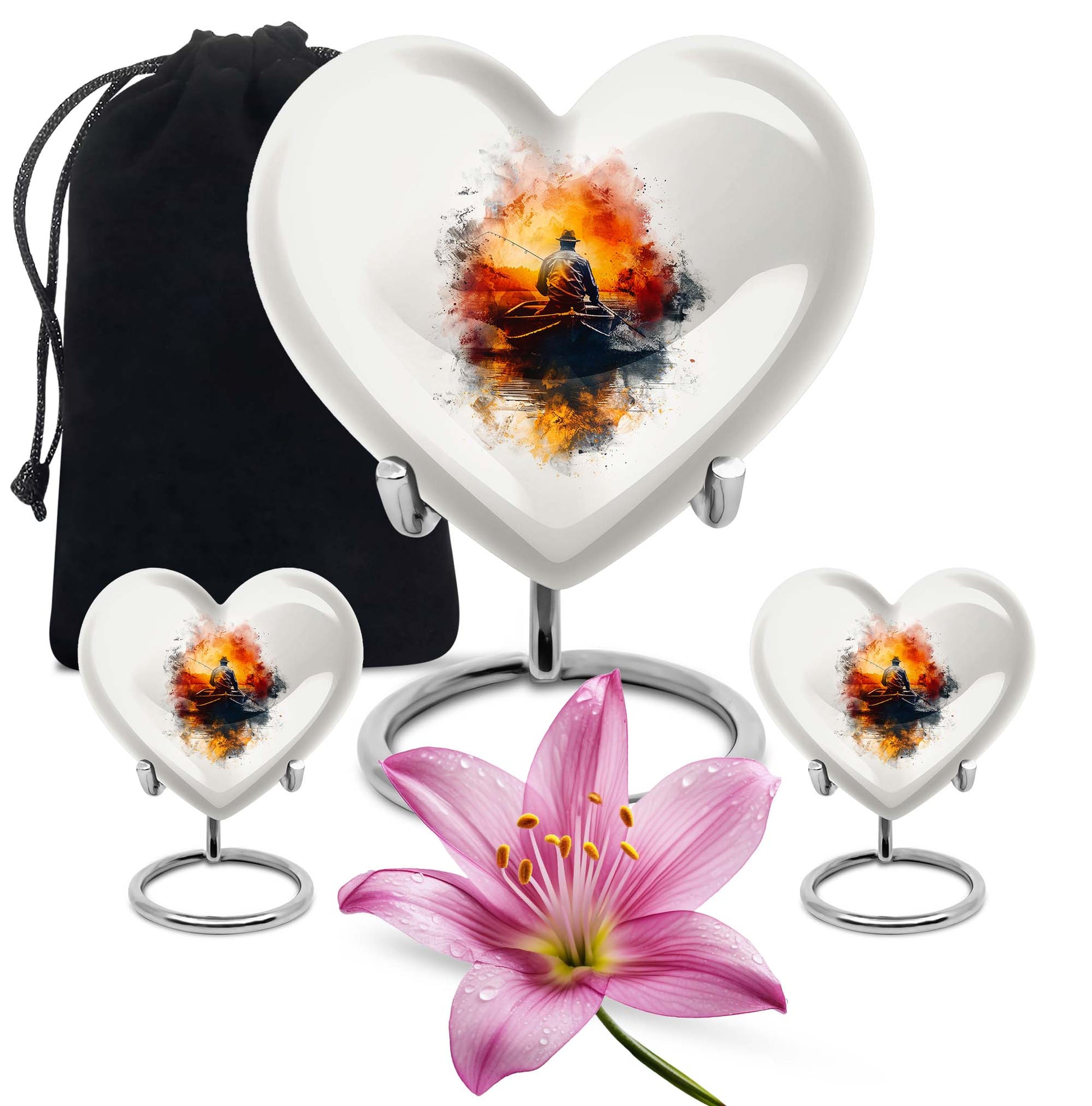 Father Fishing White Burial Urns For Ashes  - Cremation Urns Adults