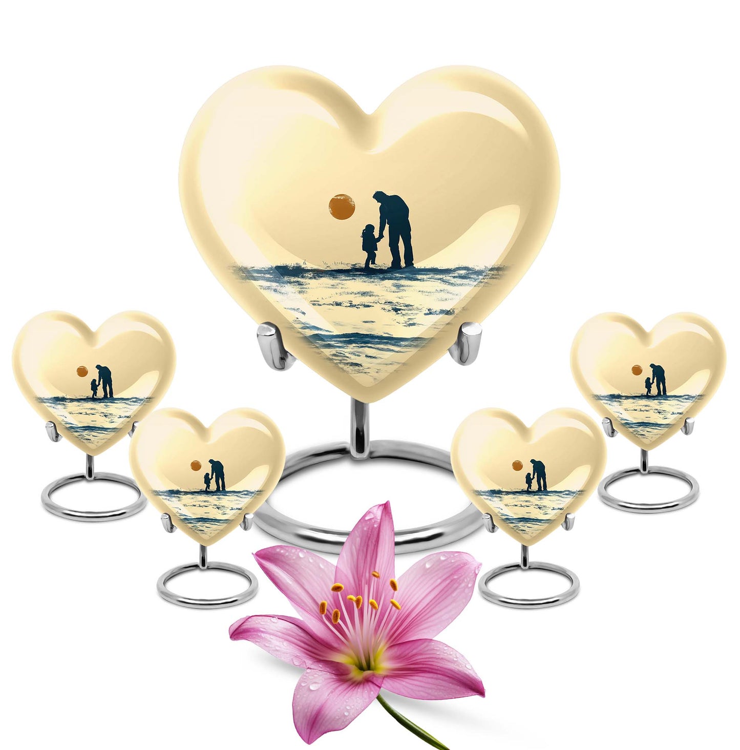 heart-shaped urn for father-son fishing memories