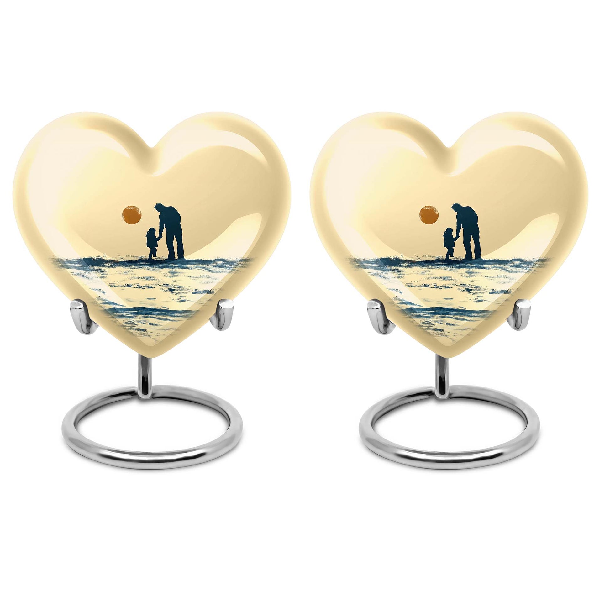 heart-shaped urn for father-son fishing memories