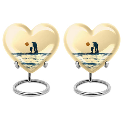 heart-shaped urn for father-son fishing memories