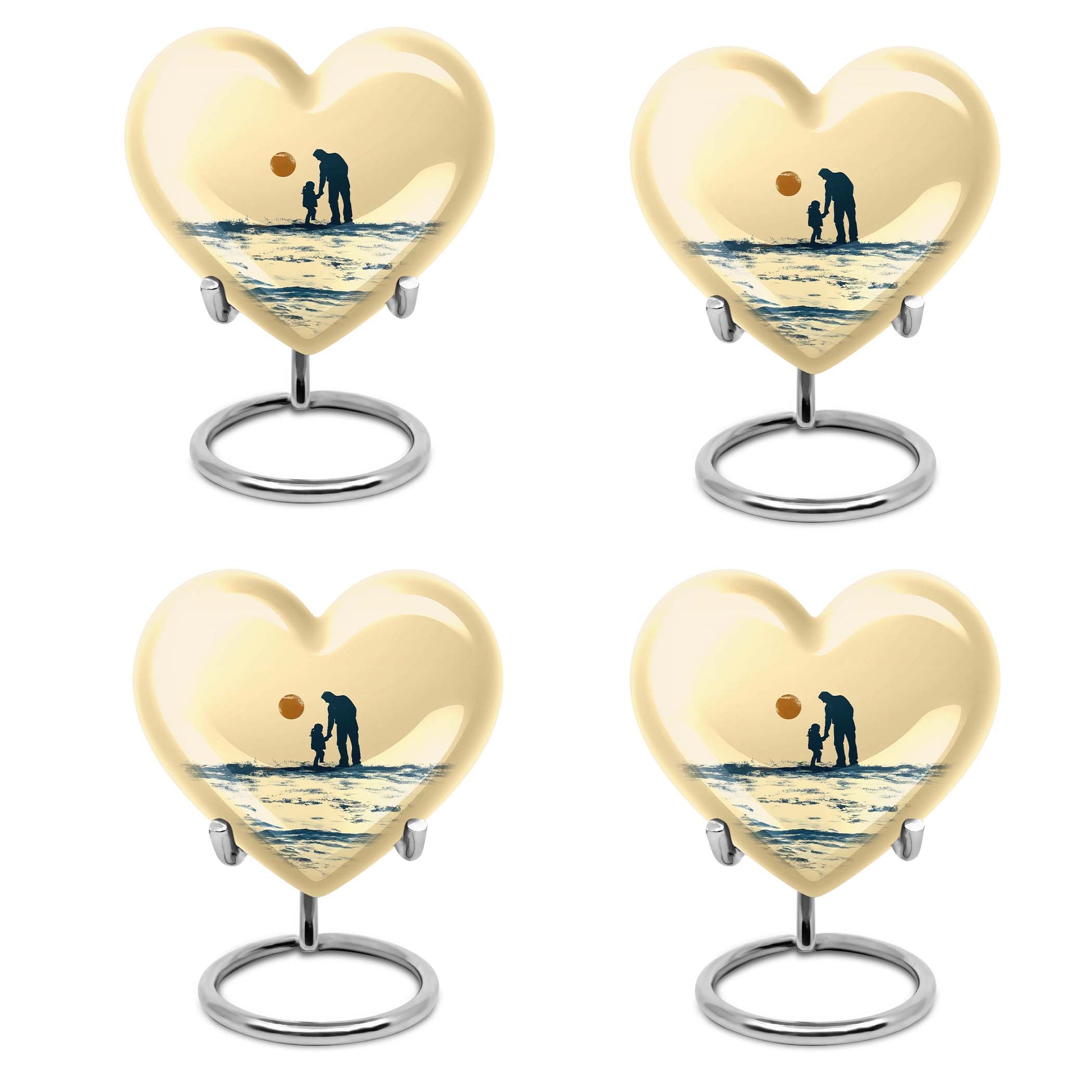 heart-shaped urn for father-son fishing memories