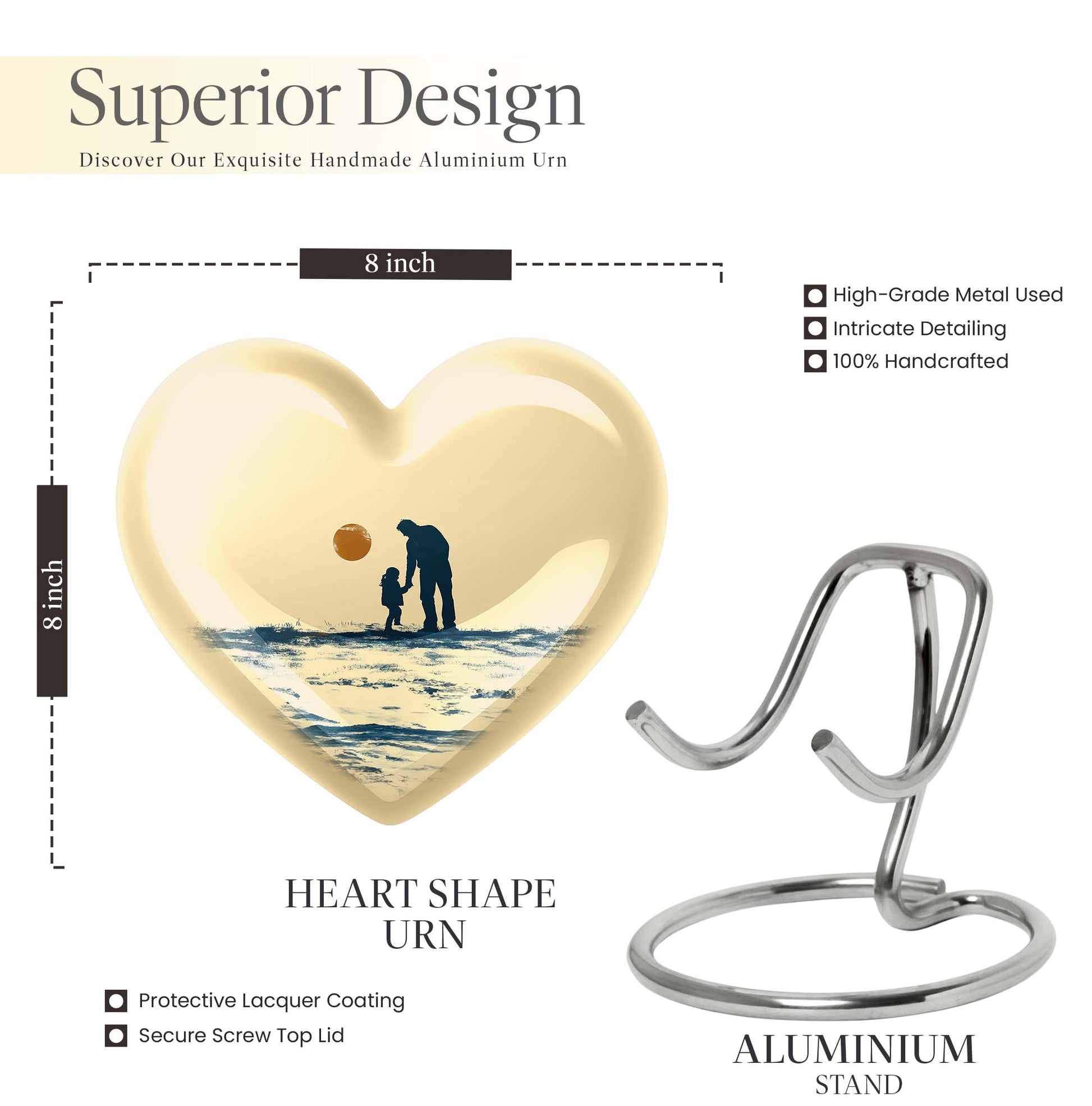 heart-shaped urn for father-son fishing memories