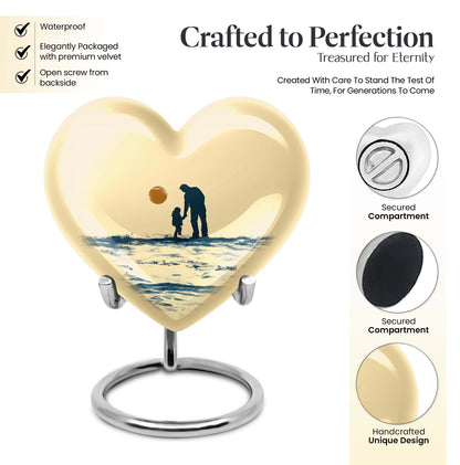 heart-shaped urn for father-son fishing memories