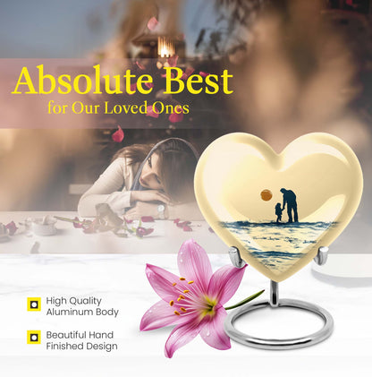 heart-shaped urn for father-son fishing memories