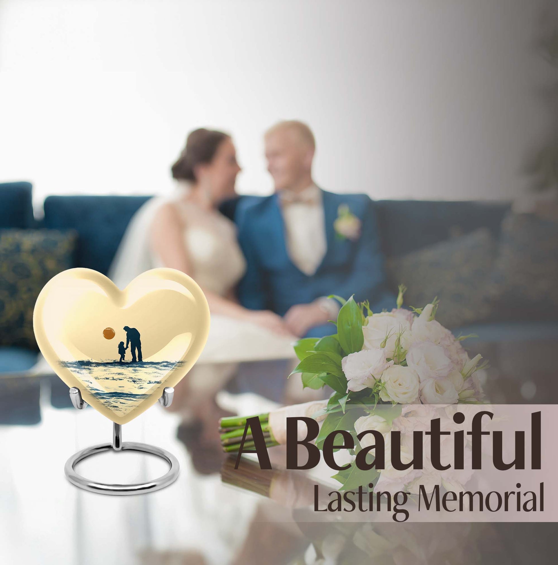 heart-shaped urn for father-son fishing memories