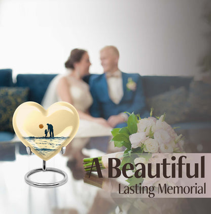heart-shaped urn for father-son fishing memories