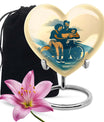 Father son fishing heart urn