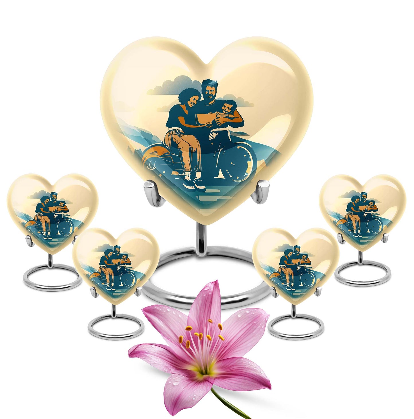 Father son fishing heart urn