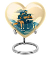 Father son fishing heart urn