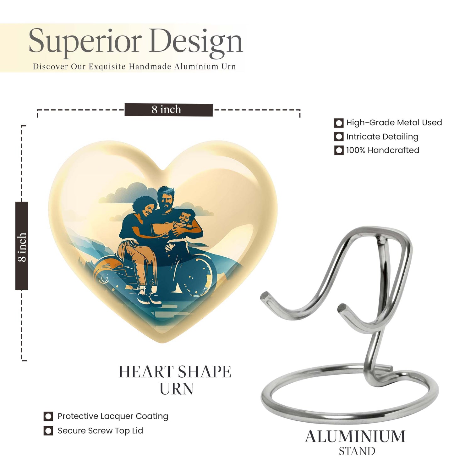 Father son fishing heart urn