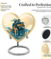 Father son fishing heart urn