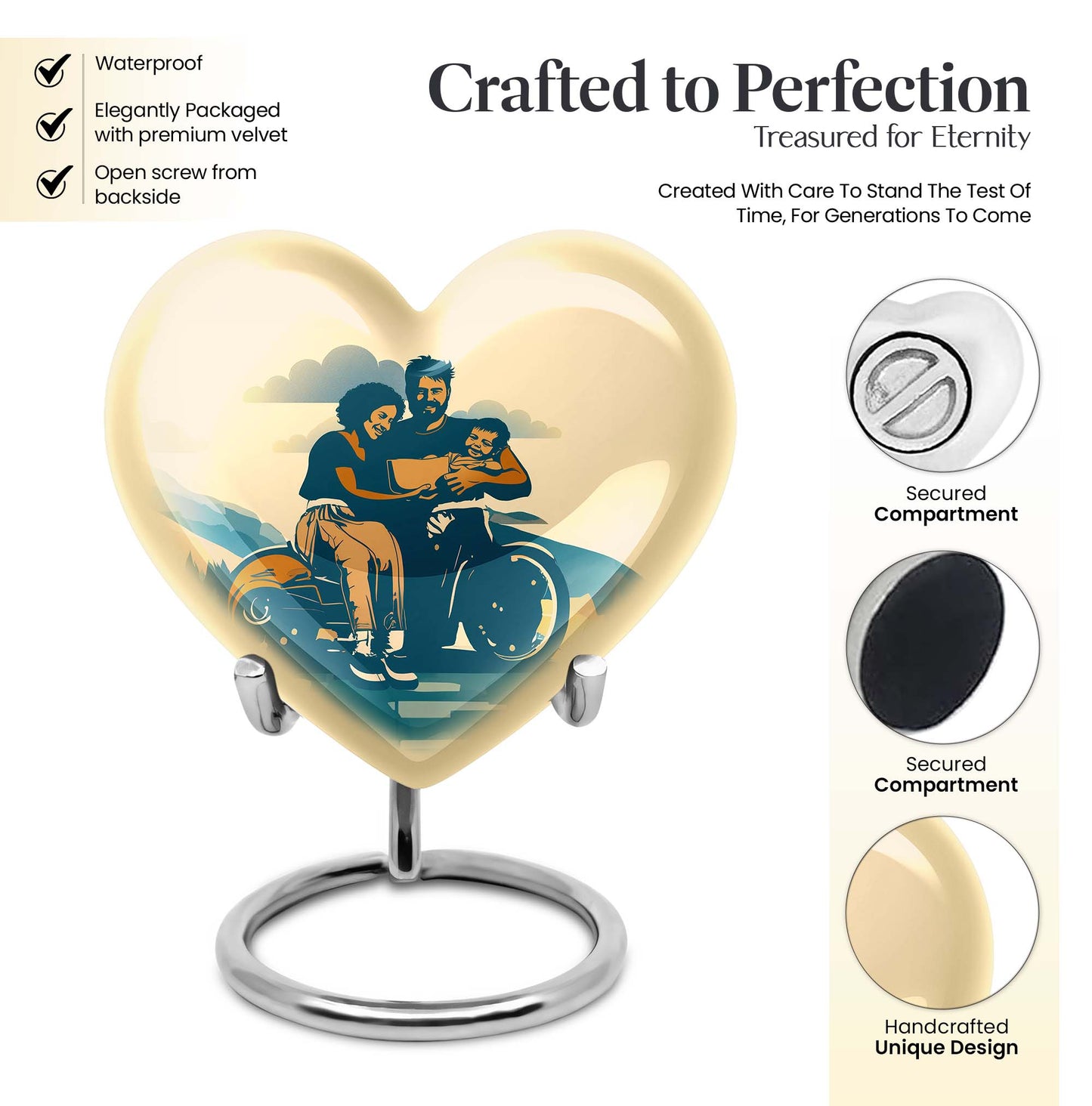 Father son fishing heart urn