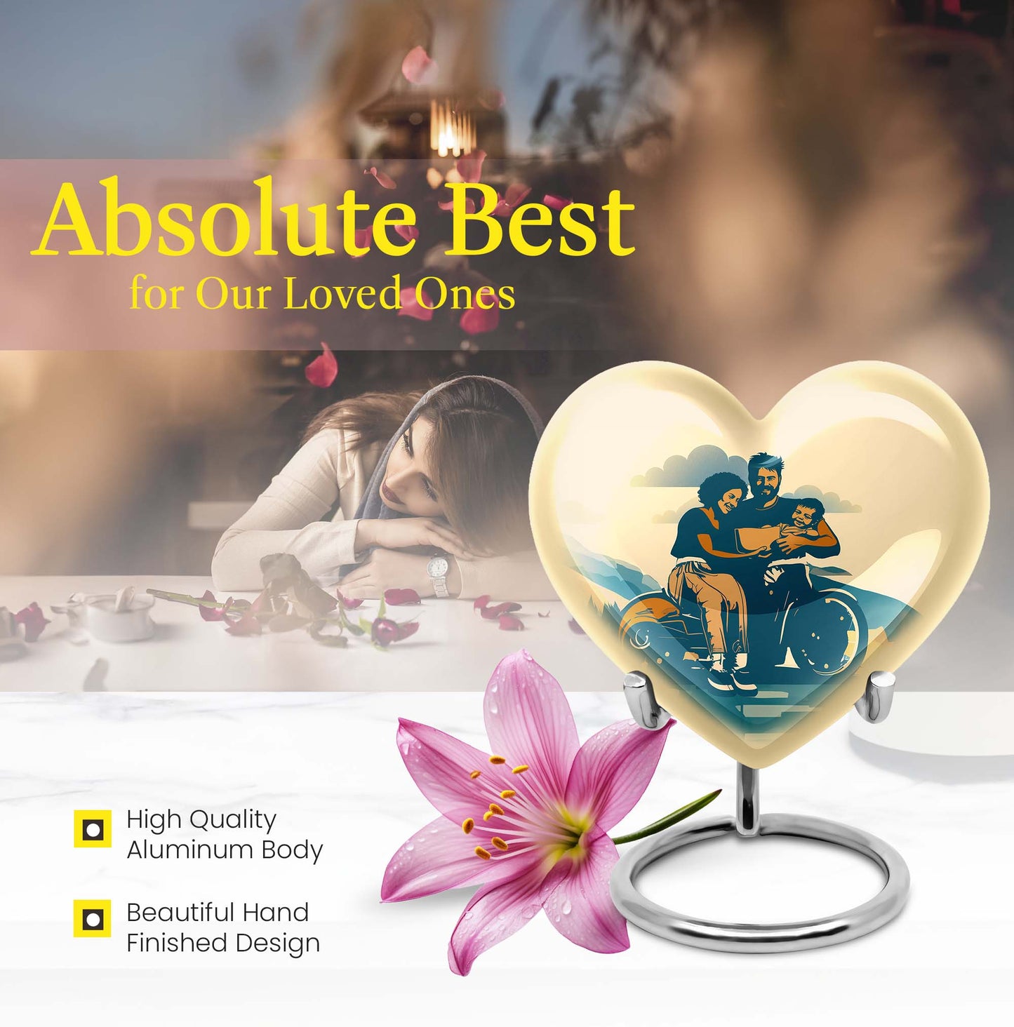 Father son fishing heart urn