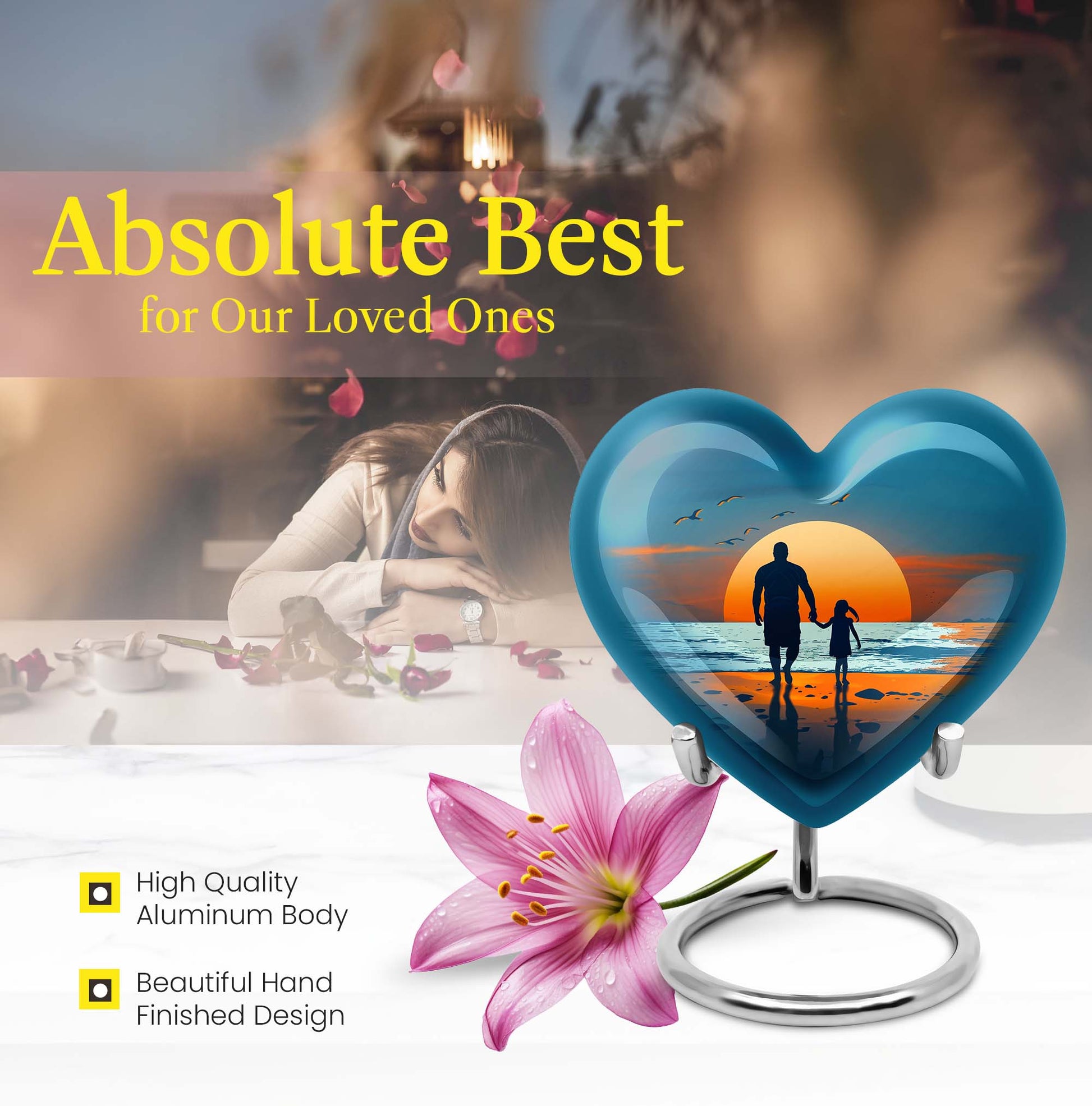 Purple meadow themed heart urn