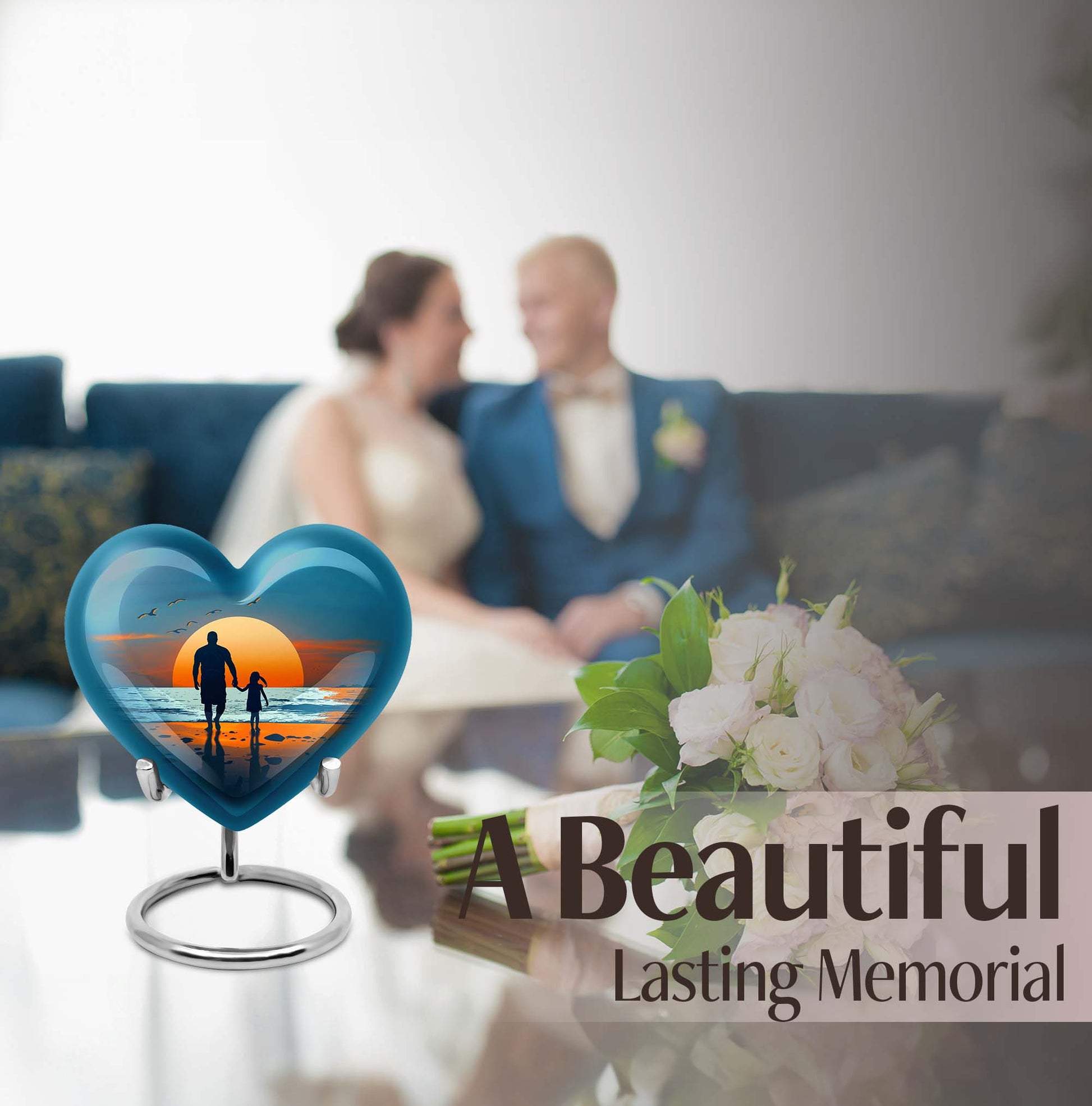 Purple meadow themed heart urn