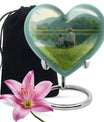 10 inch Heart Urn, father son fishing theme for a memorial burial
