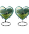 10 inch Heart Urn, father son fishing theme for a memorial burial
